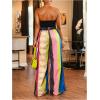image:imageGORGLITTER Womens Striped Wide Leg Pants Colorful Double Waisted Boho Loose Flowy Palazzo TrousersMulticolor