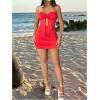 image:imageGORGLITTER Womens Tube Top Set 2 Piece Outfits Asymmetrical Strapless Top and Bodycon Mini Skirt SetRed