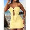 image:imageGORGLITTER Womens Tube Top Set 2 Piece Outfits Asymmetrical Strapless Top and Bodycon Mini Skirt SetYellow