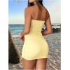 image:imageGORGLITTER Womens Tube Top Set 2 Piece Outfits Asymmetrical Strapless Top and Bodycon Mini Skirt SetYellow