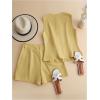 image:imageGORGLITTER Womens Two Piece Dressy Outfits Button Up Vest Zipper Fly Pleated Shorts Going Out SetsYellow