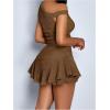 image:imageGORGLITTER Womens Two Piece Going Out Skirt Sets Y2K Crop Tank Top and Ruffle Mini Skorts Summer Beach Casual OutfitsBrown