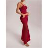 image:imageGORGLITTER Womens Two Piece Maxi Skirt Sets Summer Outfits Going Out Lace Asymmetrical Long Skirt and Crop Top SetRed