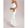 image:imageGORGLITTER Womens Two Piece Maxi Skirt Sets Summer Outfits Going Out Lace Asymmetrical Long Skirt and Crop Top SetWhite