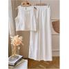 image:imageGORGLITTER Womens Two Piece Sets Sleeveless Linen Tank Crop Top Wide Leg Pants Set JumpsuitsWhite