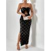 image:imageGORGLITTER Womens Two Piece Skirt Sets Outfits Lace Strapless Bandeau Tube Top and Summer Bodycon Long Maxi Skirt SetBlack