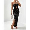 image:imageGORGLITTER Womens Two Piece Skirt Sets Outfits Lace Strapless Bandeau Tube Top and Summer Bodycon Long Maxi Skirt SetBlack