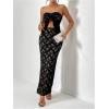 image:imageGORGLITTER Womens Two Piece Skirt Sets Outfits Lace Strapless Bandeau Tube Top and Summer Bodycon Long Maxi Skirt SetBlack
