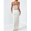 image:imageGORGLITTER Womens Two Piece Skirt Sets Outfits Lace Strapless Bandeau Tube Top and Summer Bodycon Long Maxi Skirt SetWhite