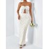 image:imageGORGLITTER Womens Two Piece Skirt Sets Outfits Lace Strapless Bandeau Tube Top and Summer Bodycon Long Maxi Skirt SetWhite