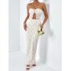 image:imageGORGLITTER Womens Two Piece Skirt Sets Outfits Lace Strapless Bandeau Tube Top and Summer Bodycon Long Maxi Skirt SetWhite