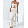 image:imageGORGLITTER Womens Two Piece Skirt Sets Outfits Lace Strapless Bandeau Tube Top and Summer Bodycon Long Maxi Skirt SetWhite