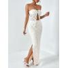 image:imageGORGLITTER Womens Two Piece Skirt Sets Outfits Lace Strapless Bandeau Tube Top and Summer Bodycon Long Maxi Skirt SetWhite