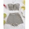 image:imageGORGLITTER Womens Two Piece Striped Knot Bandeau Crop Top and Shorts Set Fall Matching Vacation Outfits Summer Y2KBlack and White
