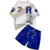 image:imageGORGLITTER Mens 2 Piece Outfits Sets Casual Graphic Crewneck Short Sleeve TShirt and Drawstring Waist ShortsWhite and Blue