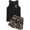 image:imageGORGLITTER Mens 2 Pieces Set Floral Print Elastic Waist Shorts Sleeveless Tank Top Outfit TracksuitBlack Floral