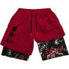 image:imageGORGLITTER Mens 2 in 1 Anime Graphic Gym Shorts Quick Dry Drawstring Mesh Athletic Running Shorts with LinerBlack and Red