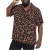image:imageGORGLITTER Mens Big and Tall Leopard Print Short Sleeve Shirt Button Down Casual ShirtsBrown