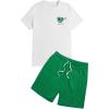 image:imageGORGLITTER Mens Casual Cartoon Graphic Tee and Breathable Mesh Athletic Shorts 2 Piece Short Sets OutfitsWhite and Green