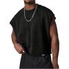 image:imageGORGLITTER Mens Dolman Sleeve Crop Vest Top T Shirts Crewneck Loose Pullover Tank TopsBlack