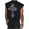 image:imageGORGLITTER Mens Dolman Sleeve Crop Vest Top T Shirts Crewneck Loose Pullover Tank TopsBlack Glittering