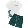image:imageGORGLITTER Mens Letter Graphic Print T Shirts Short Sleeve Top amp Shorts Casual Two Piece SetsWhite and Green Letter  Bear