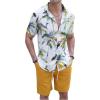 image:imageGORGLITTER Mens Summer Beach Outfits Vacation Cruise Tropical Short Sleeve Button Down Hawaiian Shirt and Shorts SetsYellow