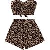 image:imageGORGLITTER Womens 2 Piece Outfits Summer Cheetah Leopard Print Strapless Tube Top and Elastics High Waisted Shorts SetBrown
