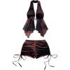 image:imageGORGLITTER Womens 2 Piece Outfits Summer Tie Dye Backless Asymmetrical Halter Top and Drawstring High Waist Shorts SetBrown