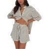 image:imageGORGLITTER Womens 2 Piece Sets Going Out Outfits Beach Cruise Crochet Striped Shorts and Top Brunch Matching SetsBlack