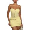 image:imageGORGLITTER Womens 2 Piece Skirt Sets Twist Front Bandeau Tube Top Bodycon Mini Skirt Summer Vacation Going Out OutfitsYellow