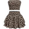 image:imageGORGLITTER Womens Sexy Going Out Outfits Cheetah Leopard Print Tube Tops Y2k Animal Western Mini Skirt SetBlack and Brown