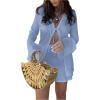 image:imageGORGLITTER Womens Shorts Set 2 Piece Beach Vacation Coastal Miami Brunch Outfits Bell Long Sleeve Top and Linen ShortsBlue
