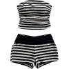 image:imageGORGLITTER Womens Striped Tube Tops Sets Sexy Summer Birthday Vacation Outfits Strapless Two 2 Piece Shorts SetsBlack and White