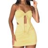 image:imageGORGLITTER Womens Tube Top Set 2 Piece Outfits Asymmetrical Strapless Top and Bodycon Mini Skirt SetYellow