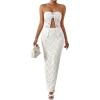 image:imageGORGLITTER Womens Two Piece Skirt Sets Outfits Lace Strapless Bandeau Tube Top and Summer Bodycon Long Maxi Skirt SetWhite