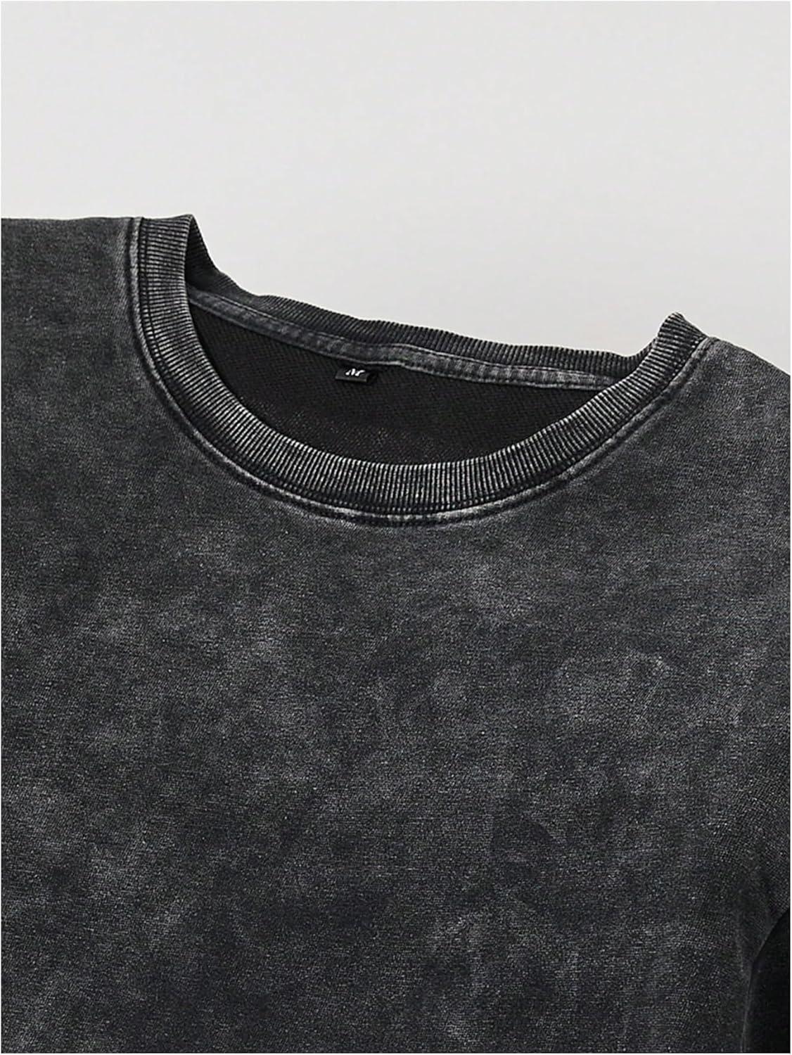 image:imageGORGLITTER Mens Oversized Tshirts Short Sleeve Vintage Washed Loose Tees StreetwearBlack