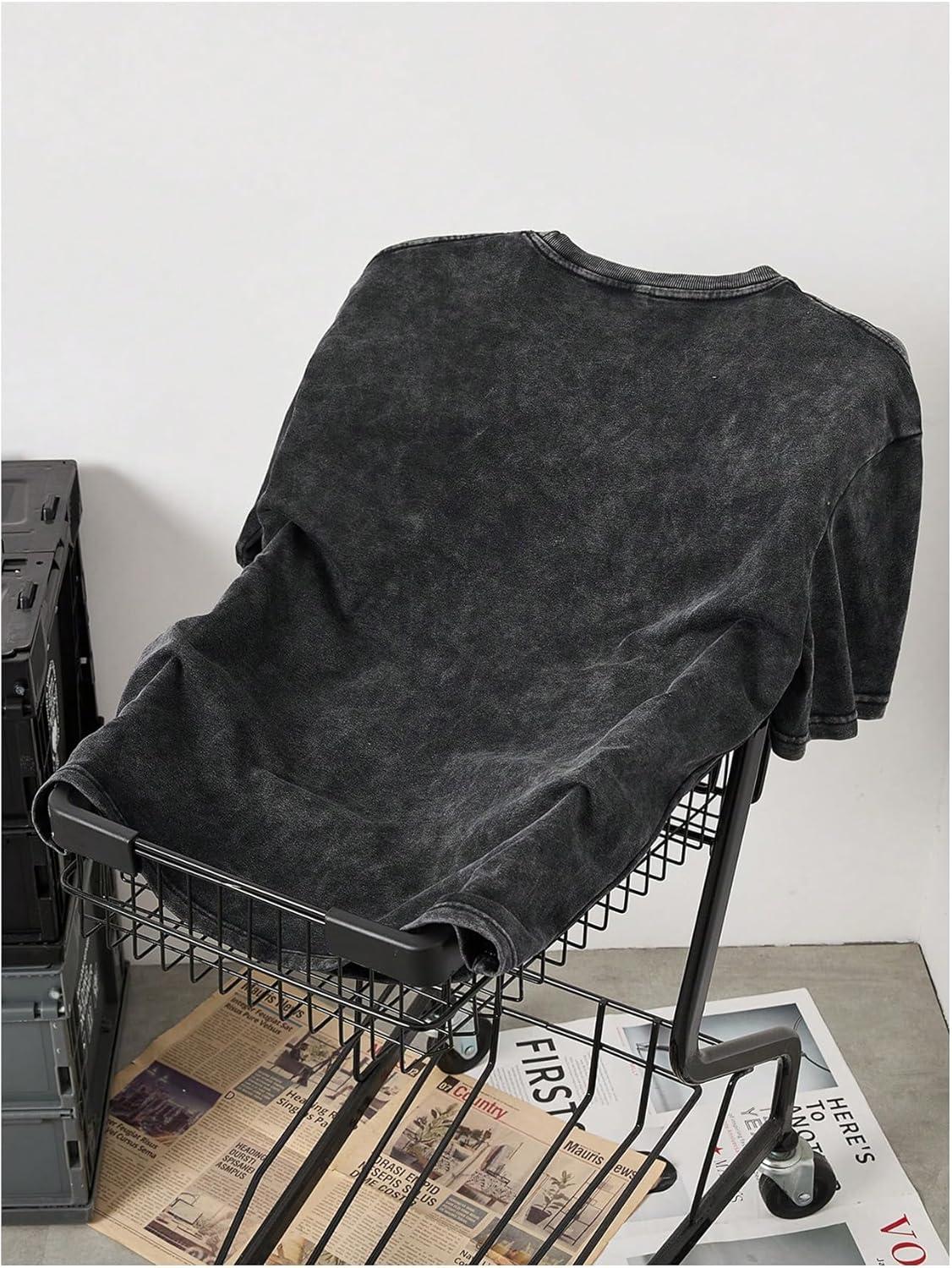 image:imageGORGLITTER Mens Oversized Tshirts Short Sleeve Vintage Washed Loose Tees StreetwearBlack