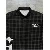 image:imageGORGLITTER Mens Boxy Cropped Shirt Button Down Short Sleeve Color Block Y2K Cool Streetwear Crop Tops TeeBlack