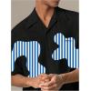 image:imageGORGLITTER Mens Boxy Cropped Shirt Button Down Short Sleeve Color Block Y2K Cool Streetwear Crop Tops TeeBlack and Blue