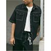 image:imageGORGLITTER Mens Button Down Dress Shirt Short Sleeve Minimalist Contrast Stitching Summer Streetwear Shirts