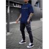 image:imageGORGLITTER Mens Crewneck T Shirt Letter Graphic Short Sleeve Casual Drop Shoulder Oversized TeeDark Blue