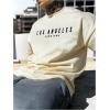 image:imageGORGLITTER Mens Crewneck T Shirt Letter Graphic Short Sleeve Casual Drop Shoulder Oversized TeeKhaki Letter
