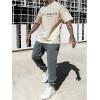 image:imageGORGLITTER Mens Crewneck T Shirt Letter Graphic Short Sleeve Casual Drop Shoulder Oversized TeeKhaki Letter
