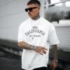 image:imageGORGLITTER Mens Crewneck T Shirt Letter Graphic Short Sleeve Casual Drop Shoulder Oversized TeeWhite