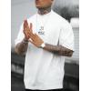 image:imageGORGLITTER Mens Crewneck T Shirt Letter Graphic Short Sleeve Casual Drop Shoulder Oversized TeeWhite Graphic