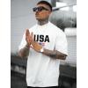 image:imageGORGLITTER Mens Crewneck T Shirt Letter Graphic Short Sleeve Casual Drop Shoulder Oversized TeeWhite Letter