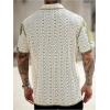 image:imageGORGLITTER Mens Crochet Shirt Button Up Knit Shirts Short Sleeve Crochet Collared Hollow Out Tops Cruise Outfits 2026Multicolor