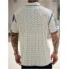 image:imageGORGLITTER Mens Crochet Shirt Button Up Knit Shirts Short Sleeve Crochet Collared Hollow Out Tops Cruise Outfits 2026White and Green