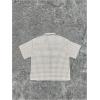image:imageGORGLITTER Mens Cropped Button Down Shirt Plaid Y2k Short Sleeve Pocket Patched Gingham Collar Tops StreetwearWhite and Brown